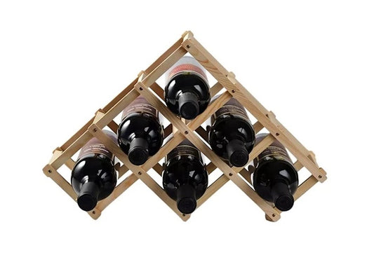 Porta Vino Botellas Plegable Soporte De Vino Madera 6 Pts.