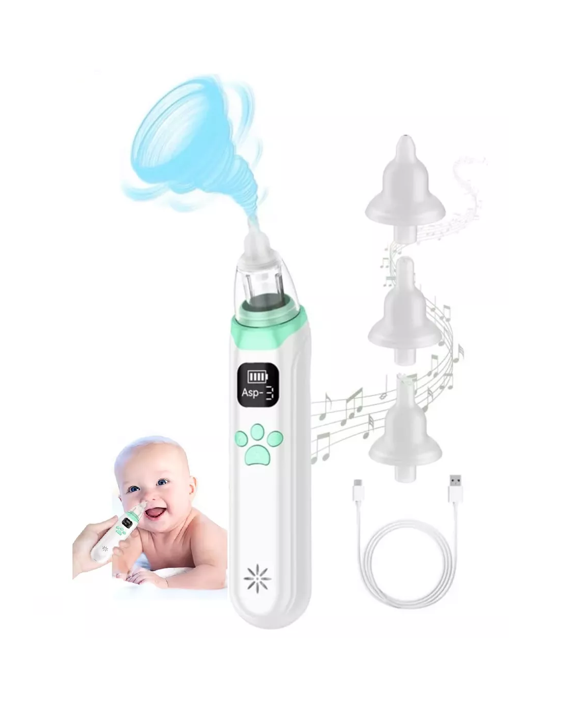 Aspirador Nasal Electrico Para Bebe Saca Mocos Recargable