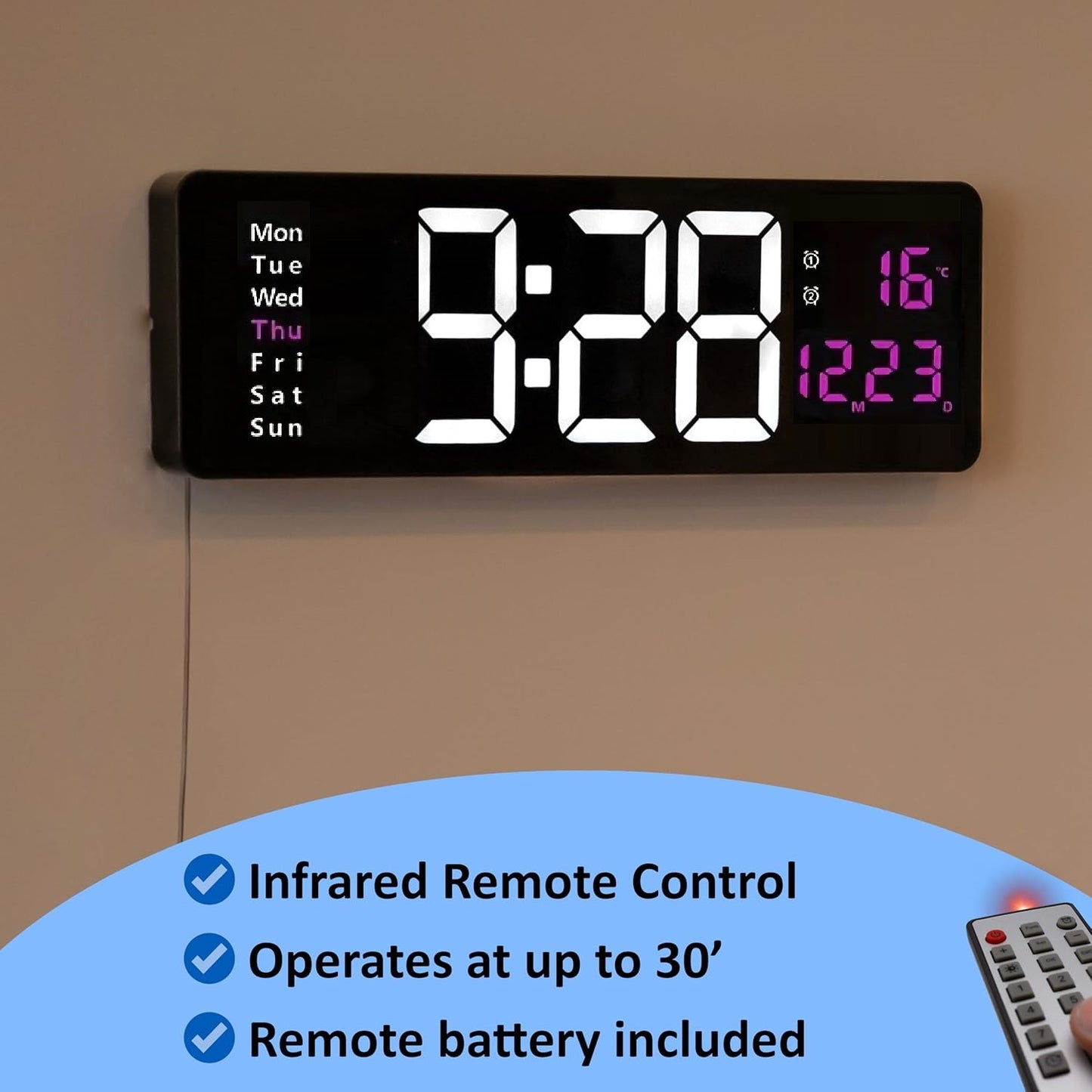 Reloj De Pared Digital Reloj De Pared Moderno Led Control