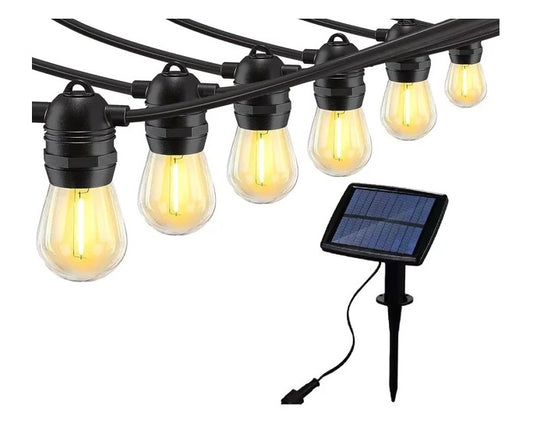 Guirnalda Con Panel Solar Con 10 Ampolletas Led Vintage