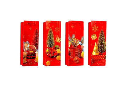 Pack 12 Bolsas Regalo Vino Navidad Bolsa Navideña Para Vino