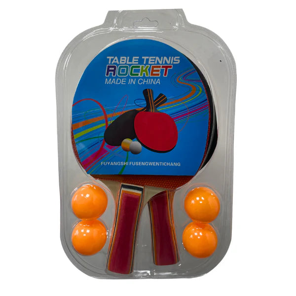 Set X 2 Raquetas Paletas Ping Pong 4pelotas Juego