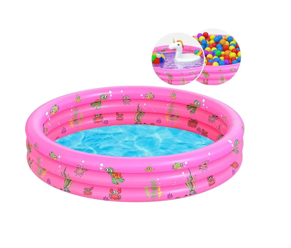 Piscina Inflable Plástico 3 Anillos Piscina Redonda 140x40cm