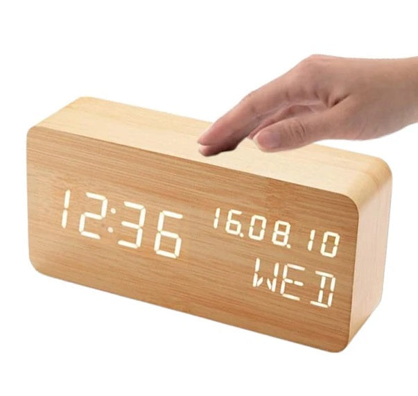 Despertador Digital Reloj Madera Reloj Escritorio Led Mesa